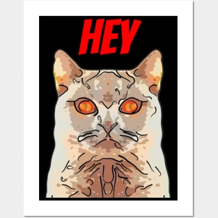 Scary Cat Says Hey Posters and Art